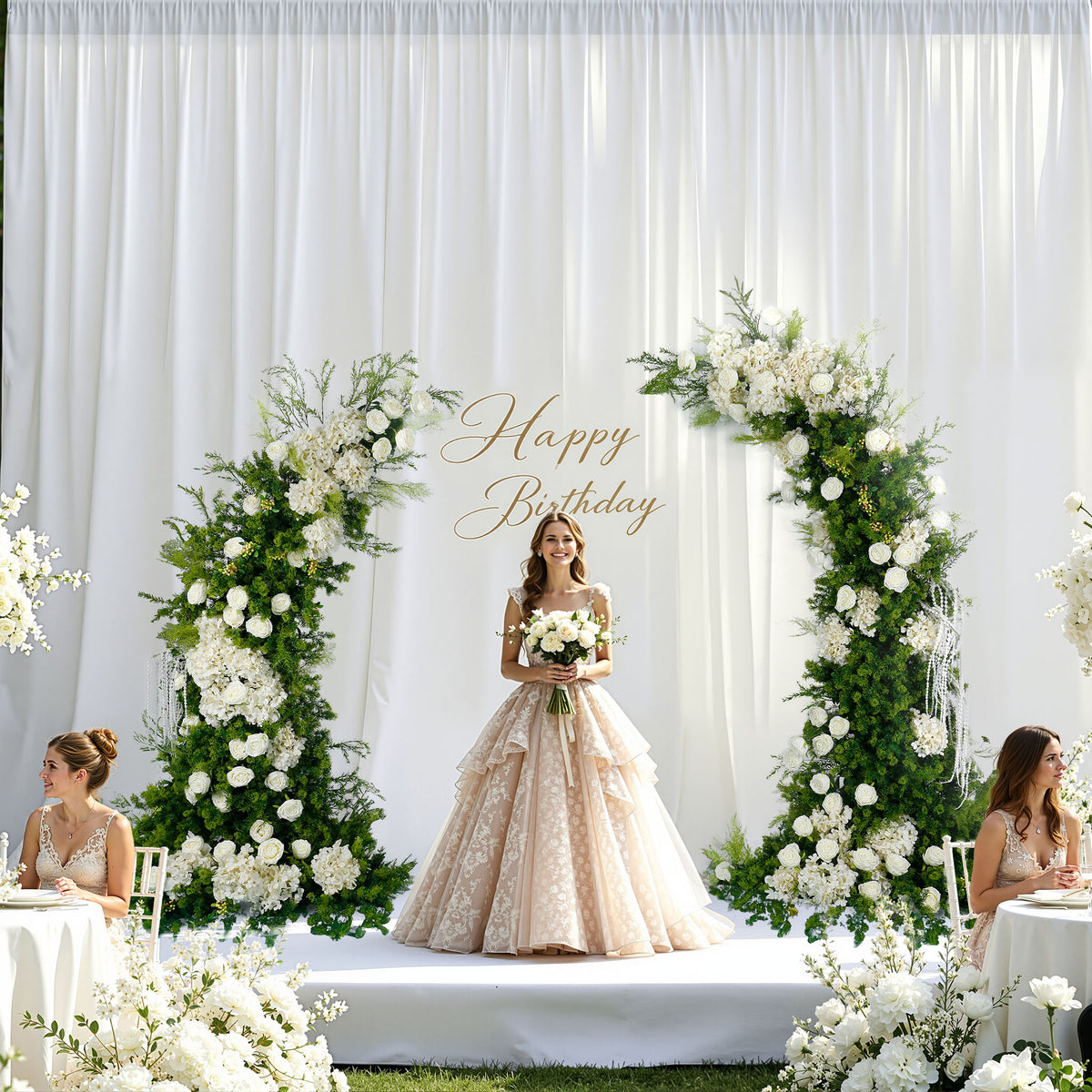 Aliflowers White Hydrangea Green Plant Flower Decoration Wedding Background Horn Arch - Ali Flowers