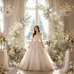 Aliflowers Early Fall Series Light Yellow Flowers Baby's Breath Wedding Horn Arch ALFAC017 - Ali Flowers