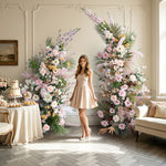 Aliflowers Luxury Blush Series with Dypsis Lutescens Artificial flowers Horn Arch ALFAC018 - Ali Flowers