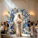 Aliflowers Blue White Series With Greenery Flower Row Arrangement Decor Wedding Backdrop Horn Arch Party Props ALFAC006 - Ali Flowers
