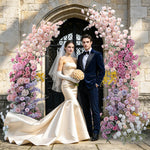 Aliflowers Gradient Color Series Colorful Rose Orchid Wedding Backdrop Horn Arch Decor Floral Arrangement ALFAC012 - Ali Flowers
