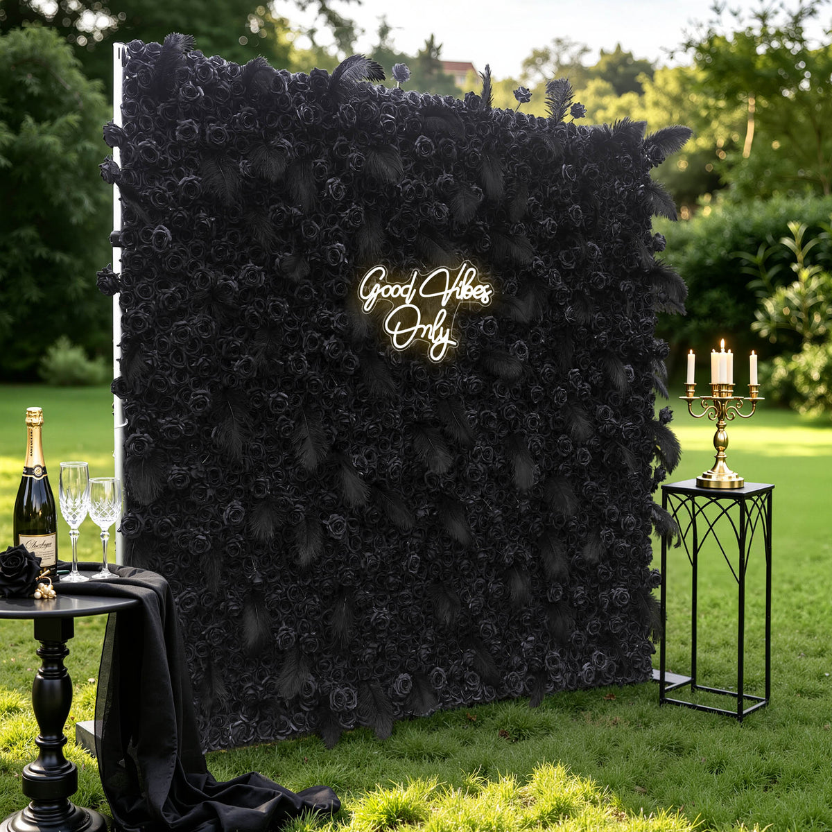 Aliflowers 5D Dark Black Rose Wall Floral Arrangement Artificial Flower Wall ALFWL090 - Ali Flowers