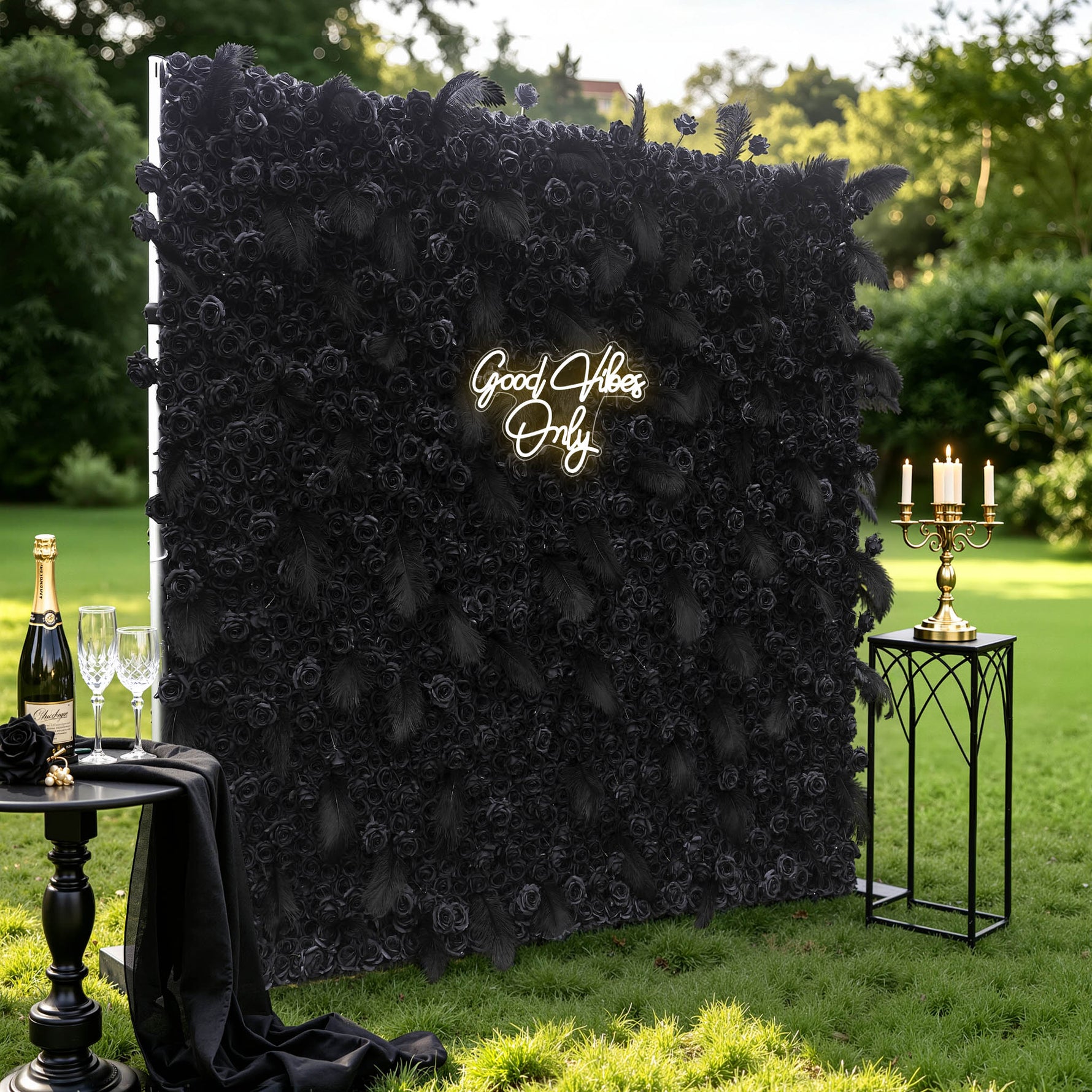 Aliflowers 5D Dark Black Rose Wall Floral Arrangement Artificial Flower Wall ALFWL090 - Ali Flowers