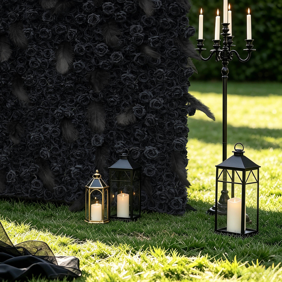 Aliflowers 5D Dark Black Rose Wall Floral Arrangement Artificial Flower Wall ALFWL090 - Ali Flowers
