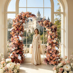 Ali Flowers Orange Rose Peony Artificial Flower Horn Arch Floral Arch for Event Proposal Wedding Decoration ALFAC001 - Ali Flowers