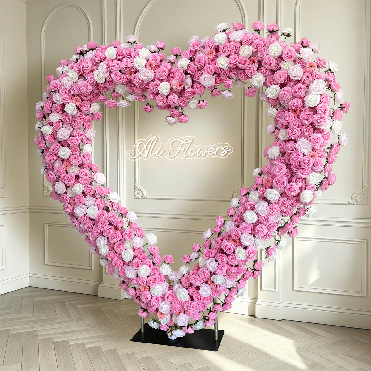 Aliflowers Heart-Shaped Pink Rose Floral Fabric Wedding Party Background Decoration ALFAH015 - Ali Flowers