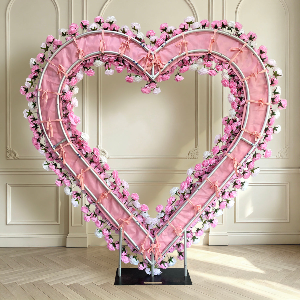 Aliflowers Heart-Shaped Pink Rose Floral Fabric Wedding Party Background Decoration ALFAH015 - Ali Flowers