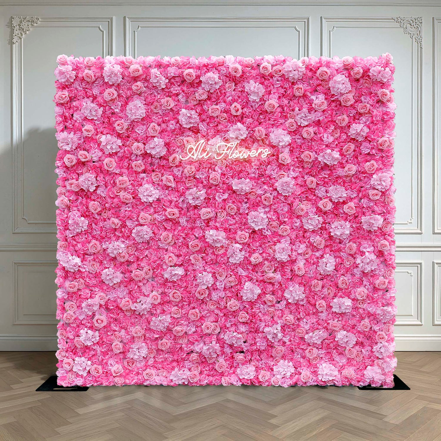 Aliflowers 2D Hot Pink Rose with Hydrangea Flower Wall Wedding Decorative ALFWL050