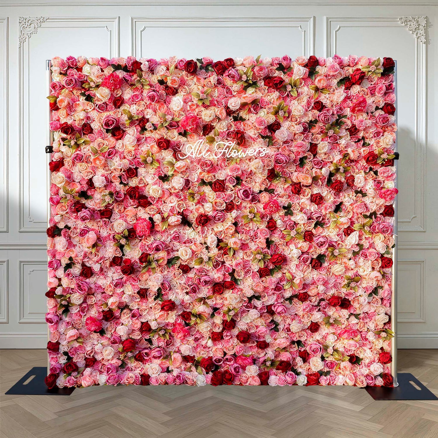 Aliflowers 3D Artificial Blush Rose Mall Window Display Prop Flower Wall for Wedding ALFWL075