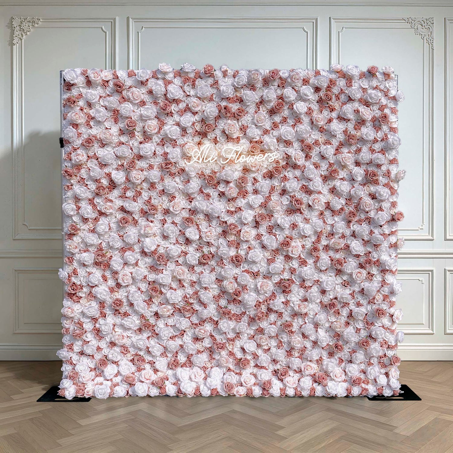 Aliflowers White Matte Pink Fabric Wall Flowers Window Display ALFWL107