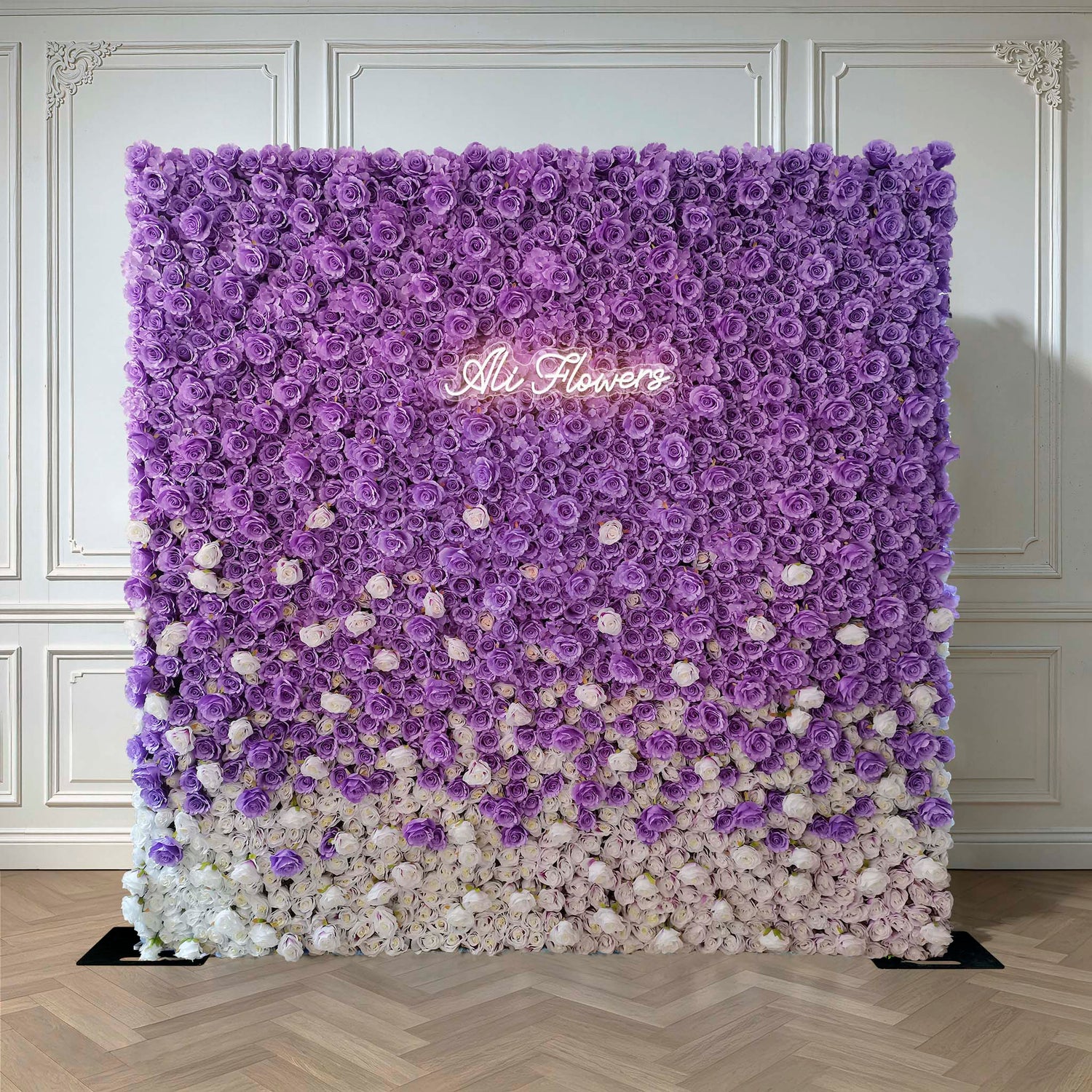 Aliflowers White Purple Rose Curtain Flower Wall Background For Wedding & Event Decor ALFWL162