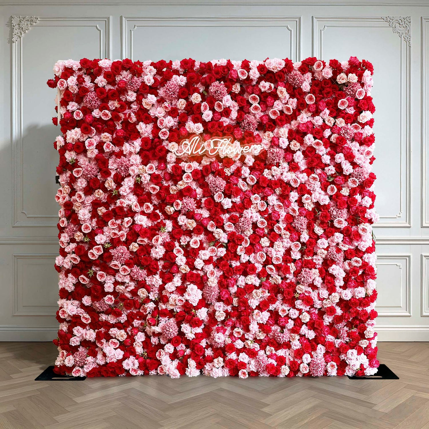 Aliflowers 5D Luxury Red and Pink Silk Rose Wedding Event Decor Backdrop ALFWL202
