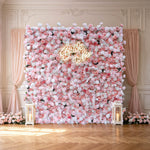 Aliflowers 5D-Pink Rose with Larkspur Wedding Fabric Flower Wall ALFWL096 - Ali Flowers