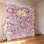 Aliflowers 5D-Pink Rose with Larkspur Wedding Fabric Flower Wall ALFWL096 - Ali Flowers