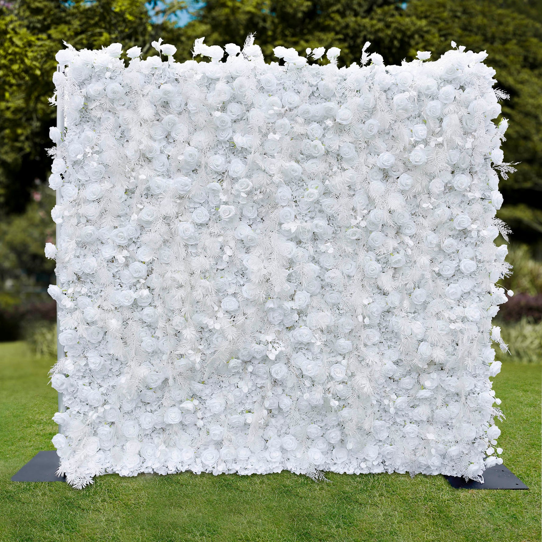 Aliflowers Hanging Pampas Grass with White Rose Flower Wall for Wedding Party ALFWL088 - Ali Flowers