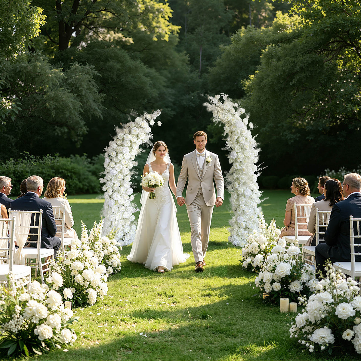 Aliflowers 5D Elegant White Horn Arch Frame Premium Wedding Backdrop Decoration - Ali Flowers