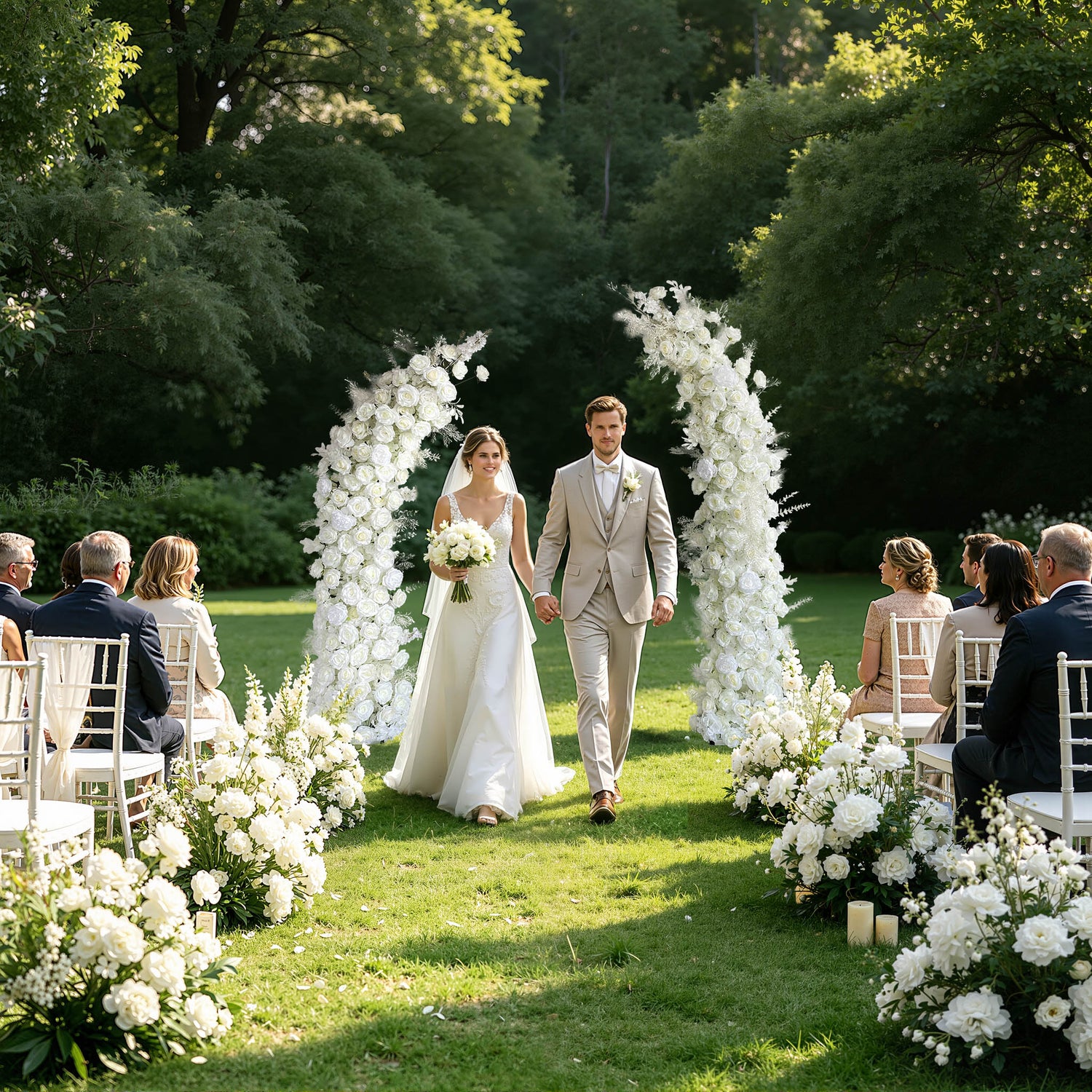 Aliflowers 5D Elegant White Horn Arch Frame Premium Wedding Backdrop Decoration - Ali Flowers