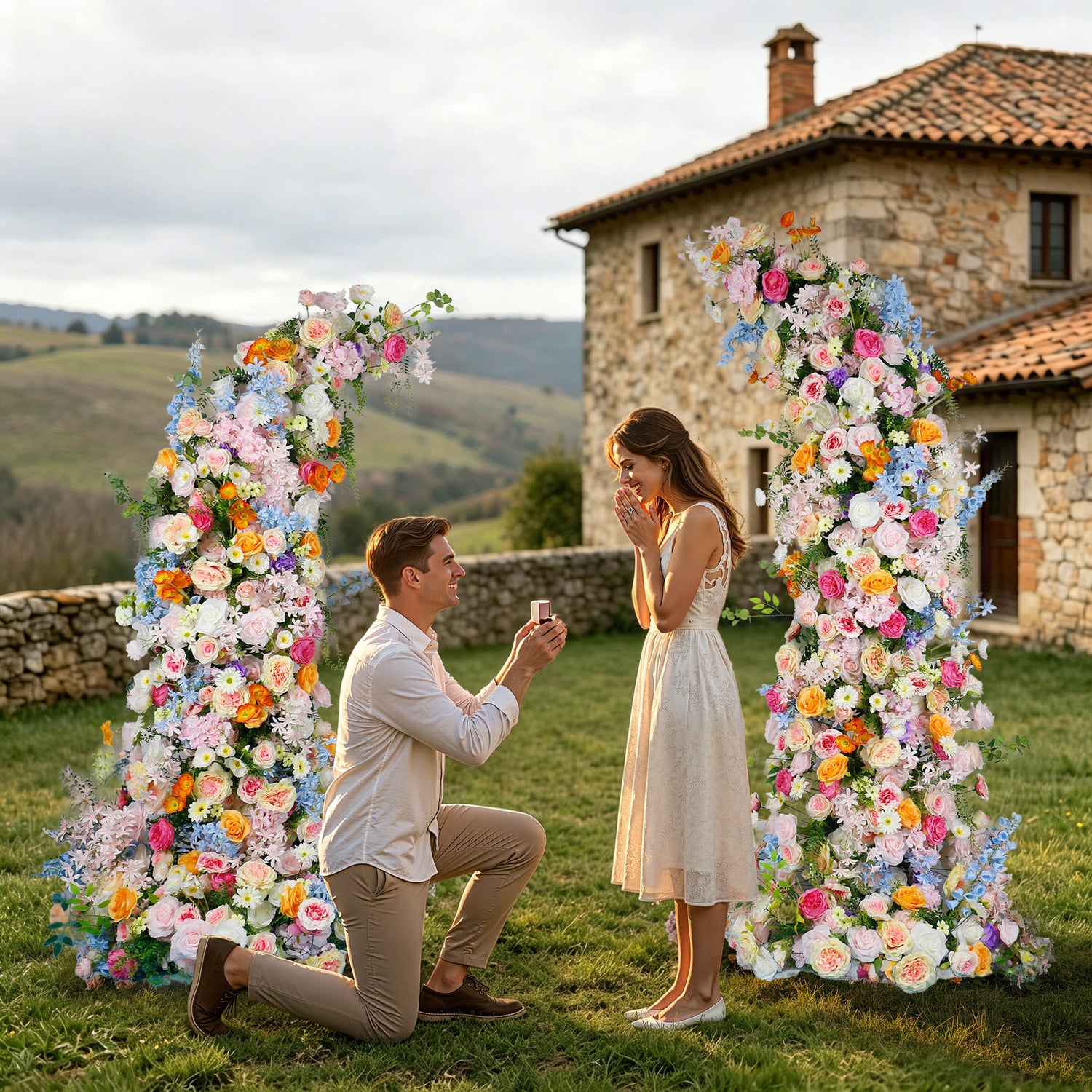 Aliflowers Colored Rose Horn Arch Artificial Flower Wedding Party Decoration - Ali Flowers