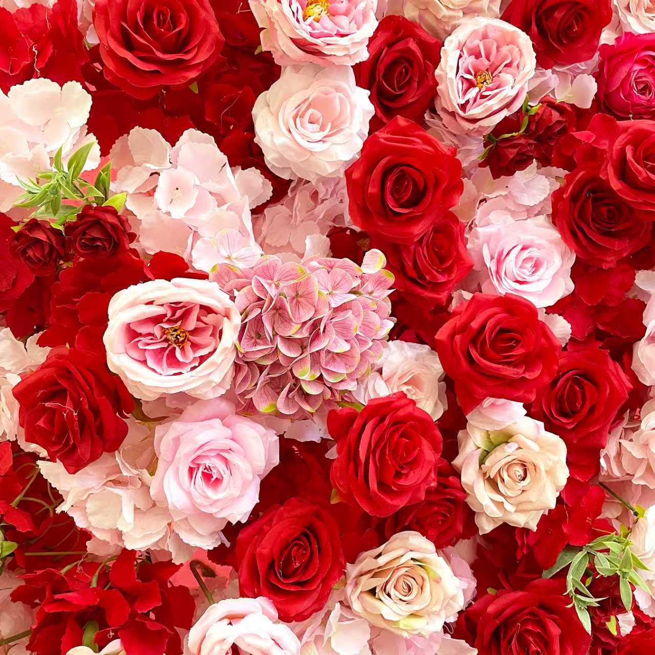 Aliflowers 5D Luxury Red and Pink Silk Rose Wedding Event Decor Backdrop ALFWL202 - Ali Flowers