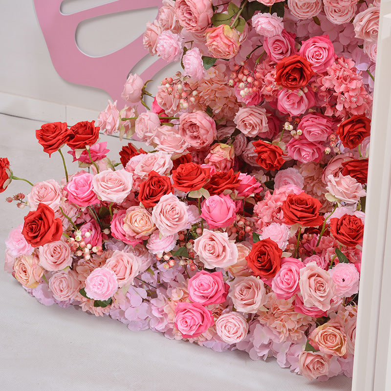 Aliflowers Pink Red Rose Wedding Background Arch KT Board Decorative Floor Flower ALFKT003