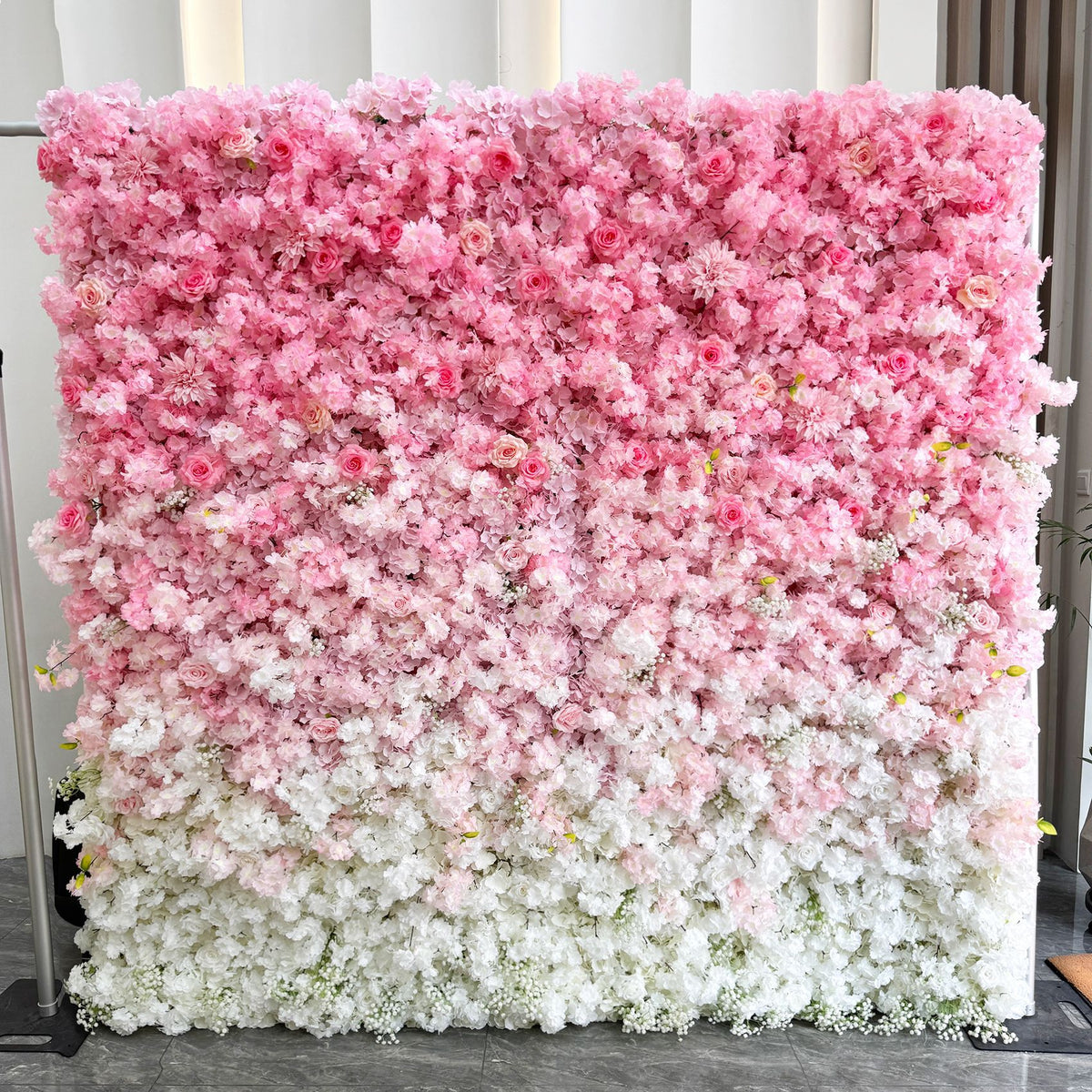 Aliflowers 3D Sakura Pink Gradient Fabric Floral Wall Banquet Wedding Backdrop Decoration ALFWL183