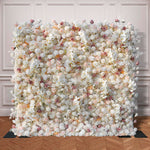 Aliflowers 5D Champagne White Rose with White leaves for wedding backdrop ALFWL029 - Ali Flowers