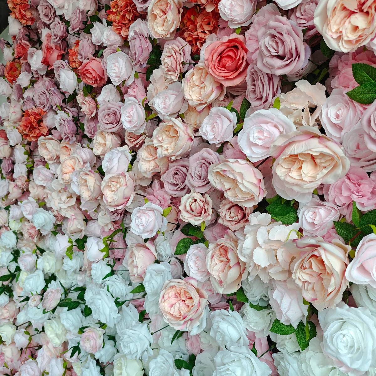 Aliflowers Gradient Rose Artificial Flower Wall Backdrop – Pink White Purple Mix for Wedding & Party Decor