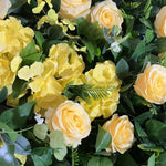 Aliflowers 5D Green Leaf and Yellow Rose Fabric Roller Flower Wall Wedding Party Backdrop