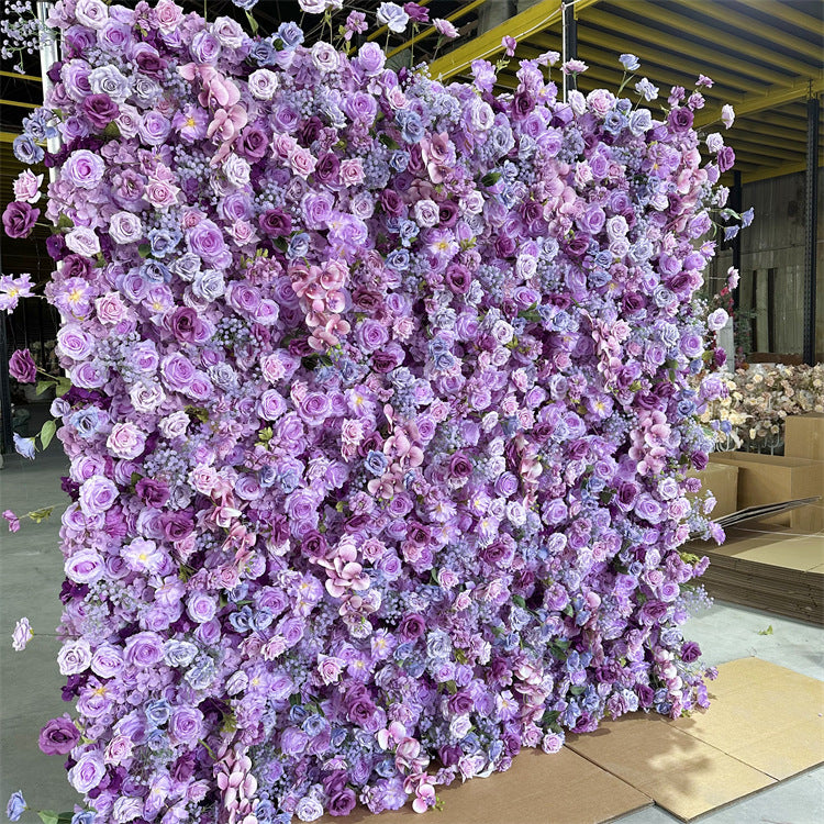 5D Light Purple Fabric Flower Wall Wedding Backdrop Party Decoration