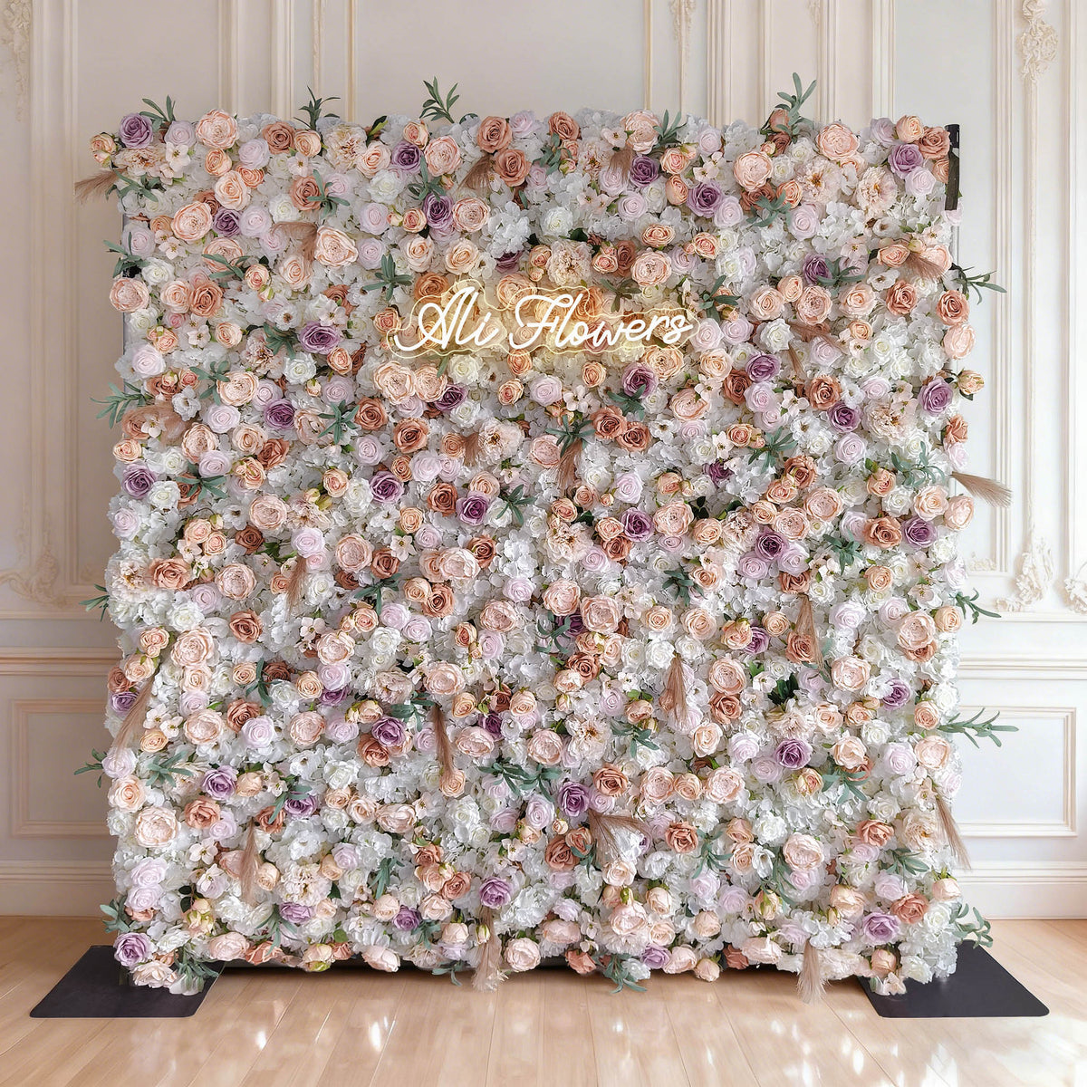 Aliflowers 5D Vintage Rose Gold & Lavender Flower Wall Wedding Party Backdrop