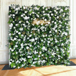 Aliflowers 5D White Rose & Green Leaf Artificial Curtain Flower Wall for Event & Party Backdrop ALFWL185