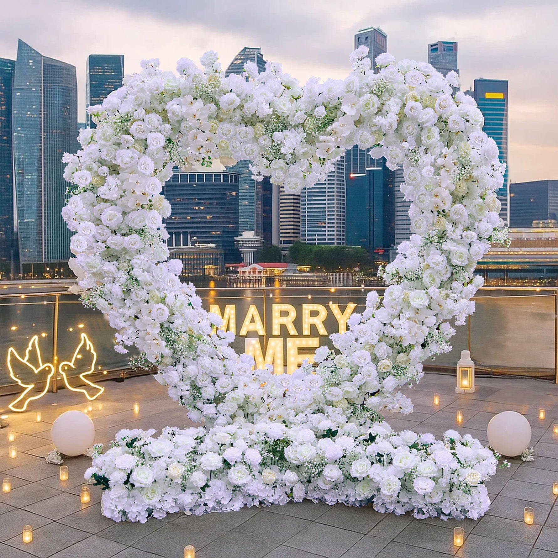 Aliflowers 5D White Rose with Phalaenopsis Orchid Dancing flowers For Wedding Backdrop Arch Frame ALFAH005