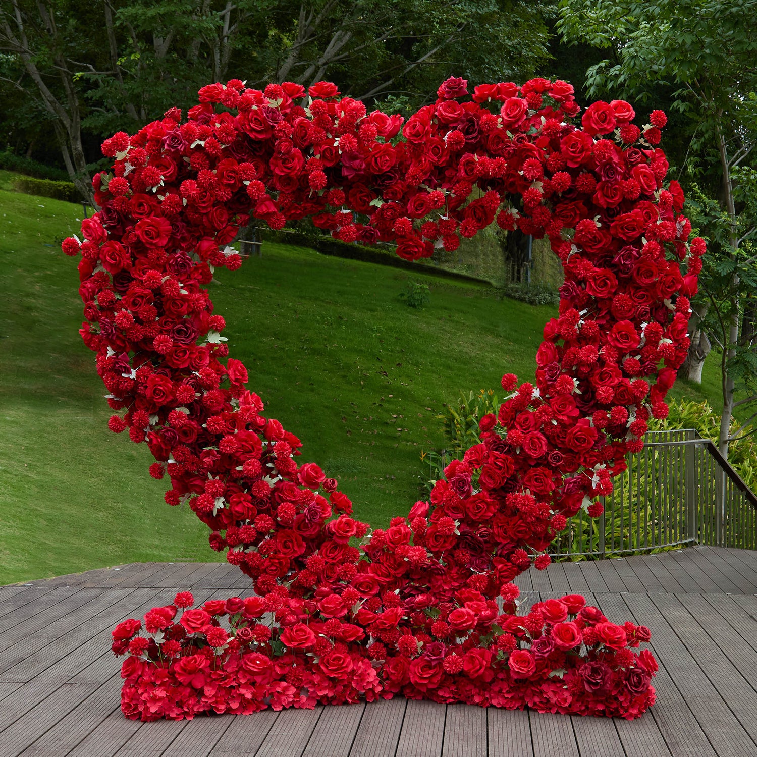 Aliflowers Artificial flower 5D Red Rose Valentine's Day Heart Arch ALFAH004
