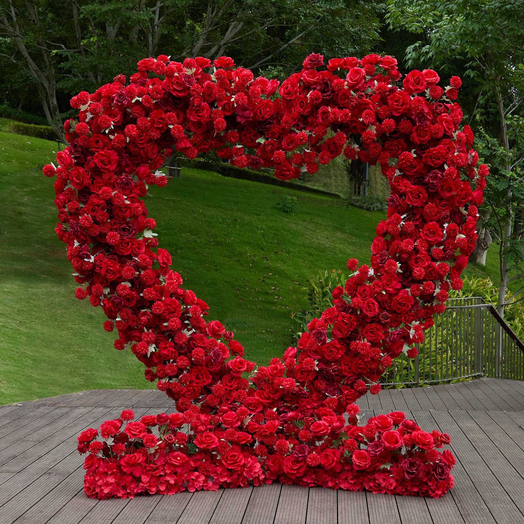 Aliflowers Artificial flower 5D Red Rose Valentine's Day Heart Arch ALFAH004