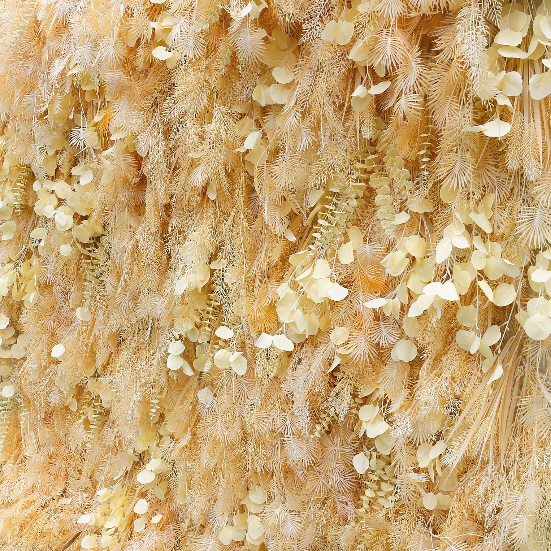 Aliflowers Artificial Handmade Dried Yellow Pampas Grass Wall for Event Party Wedding Backdrop Decor Prop ALFWL134