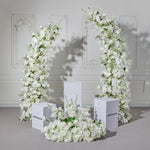 Aliflowers Elegant White Rose Floral Wedding Backdrop with Corner Arch Frame