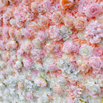 Gradient pink and white artificial flower wall bridal shower decoration photo background