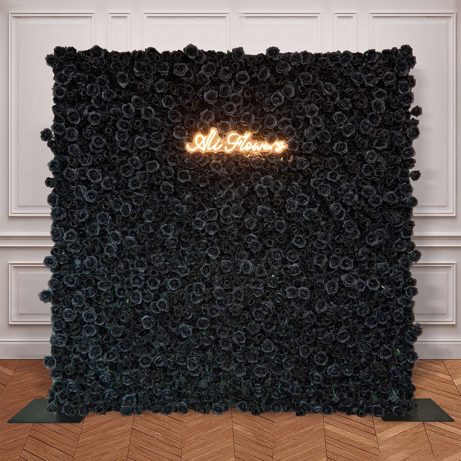 Ali Flowers Luxury 3d Black Rose Flower Wall Rolling Up Floral Backdrop ALFWL002 - Ali Flowers