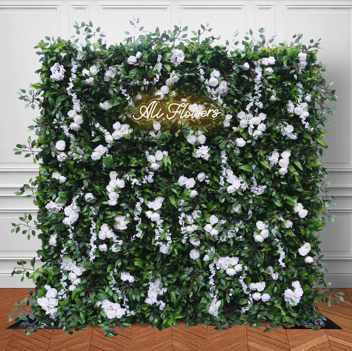 Aliflowers Luxury Green Plants Leaves with Hang flowers for Outdoor Wedding Green Backdrop ALFWL109 - Ali Flowers
