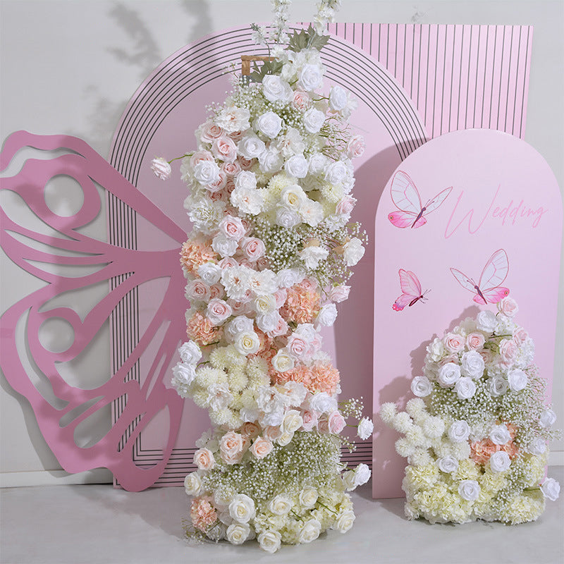Aliflowers Nude Pink Rose Baby's Breath Wedding Backdrop KT Board Frame Arch Decor Floral Arrangement ALFKT004