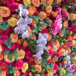 Aliflowers 3D Orange Red Rose & Orchid Flower Wall Backdrop for Wedding Party Decor