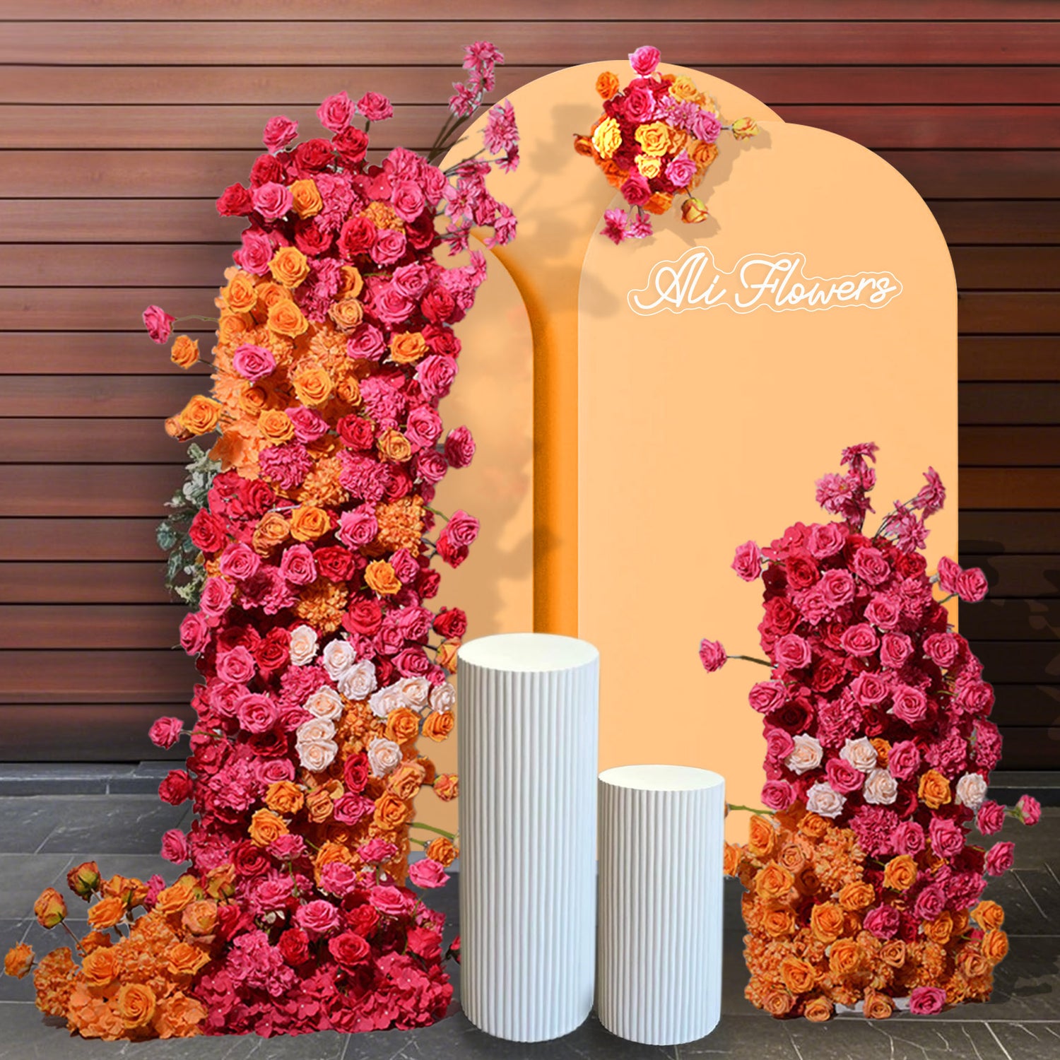 Aliflowers Orange Red Rose Wedding KT Board Flower Decoration ALFKT014