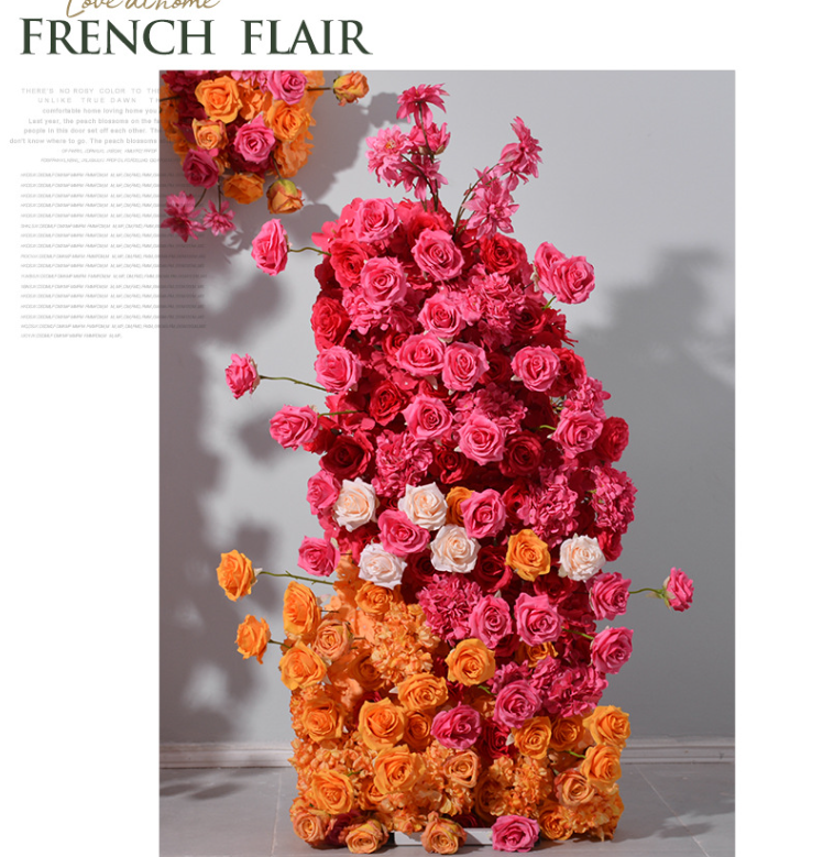 Aliflowers Orange Red Rose Wedding KT Board Flower Decoration ALFKT014