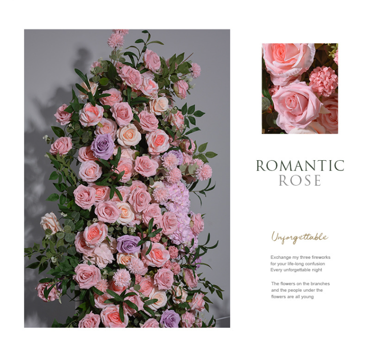 Aliflowers Pink And Purple Rose Hydrangea Flower Arrangement KT Board Wedding Background Party Supplies ALFKT015