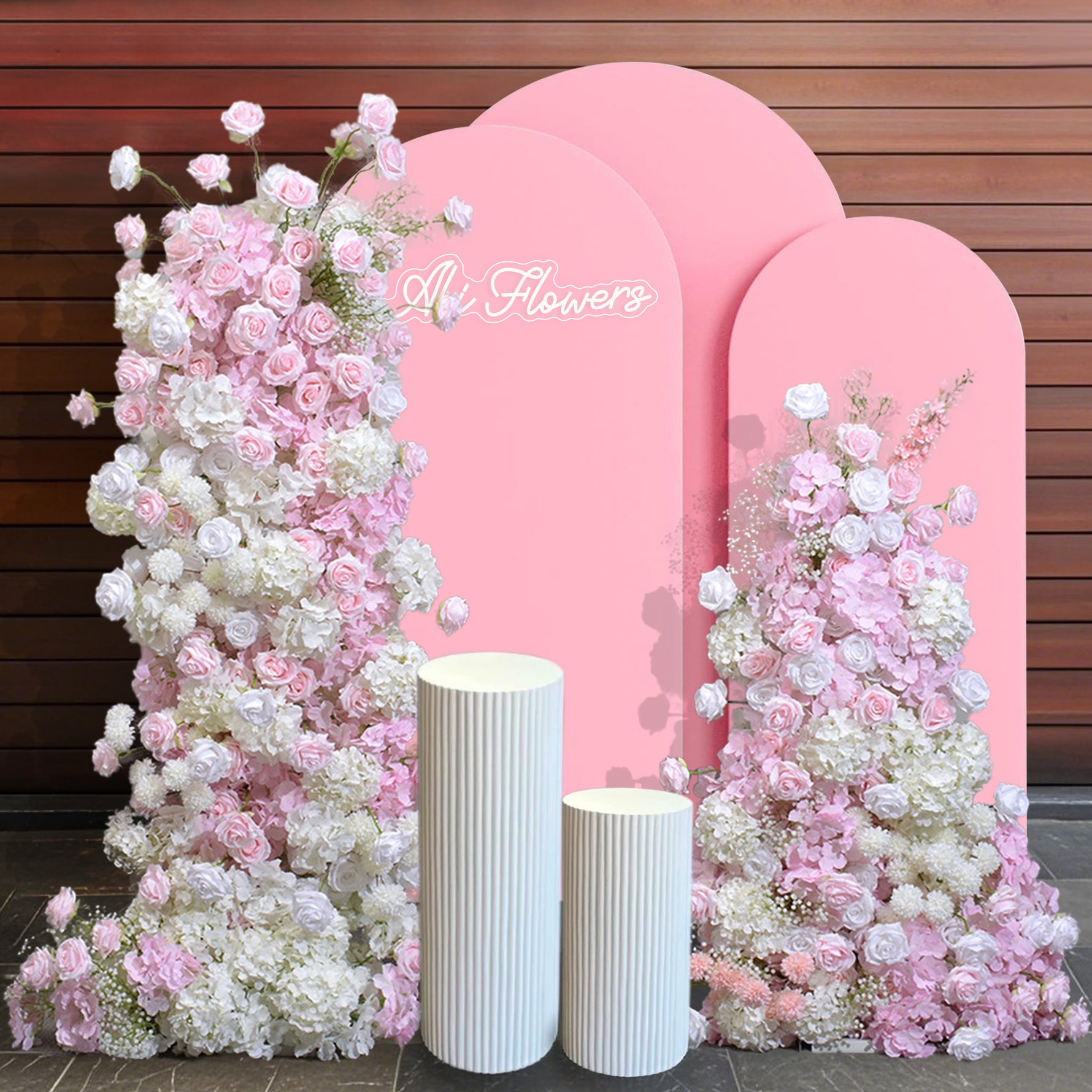 Aliflowers Pink And White Rose Wedding Floor Flower Arch KT Board Decoration Flower Row ALFKT007
