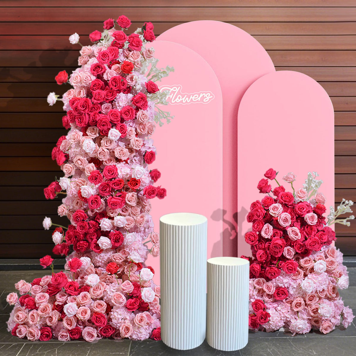 Aliflowers Pink rose 5D wedding background floor flower arrangement ALFKT016