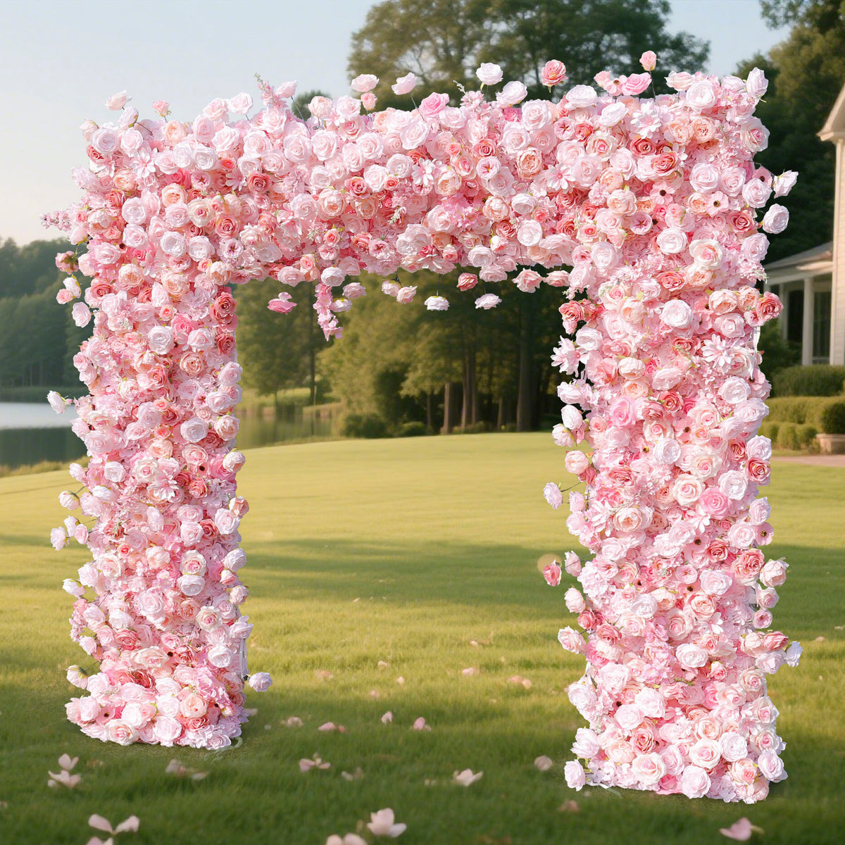 Aliflowers Pink Roses Flower Arch Fabric Backdrop Flower Wall Proposal Wedding Party Decor GM006