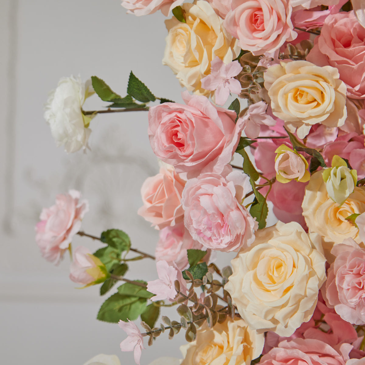 Aliflowers Pink Rose Flower Row Horn Arch Wedding Event Decor Props