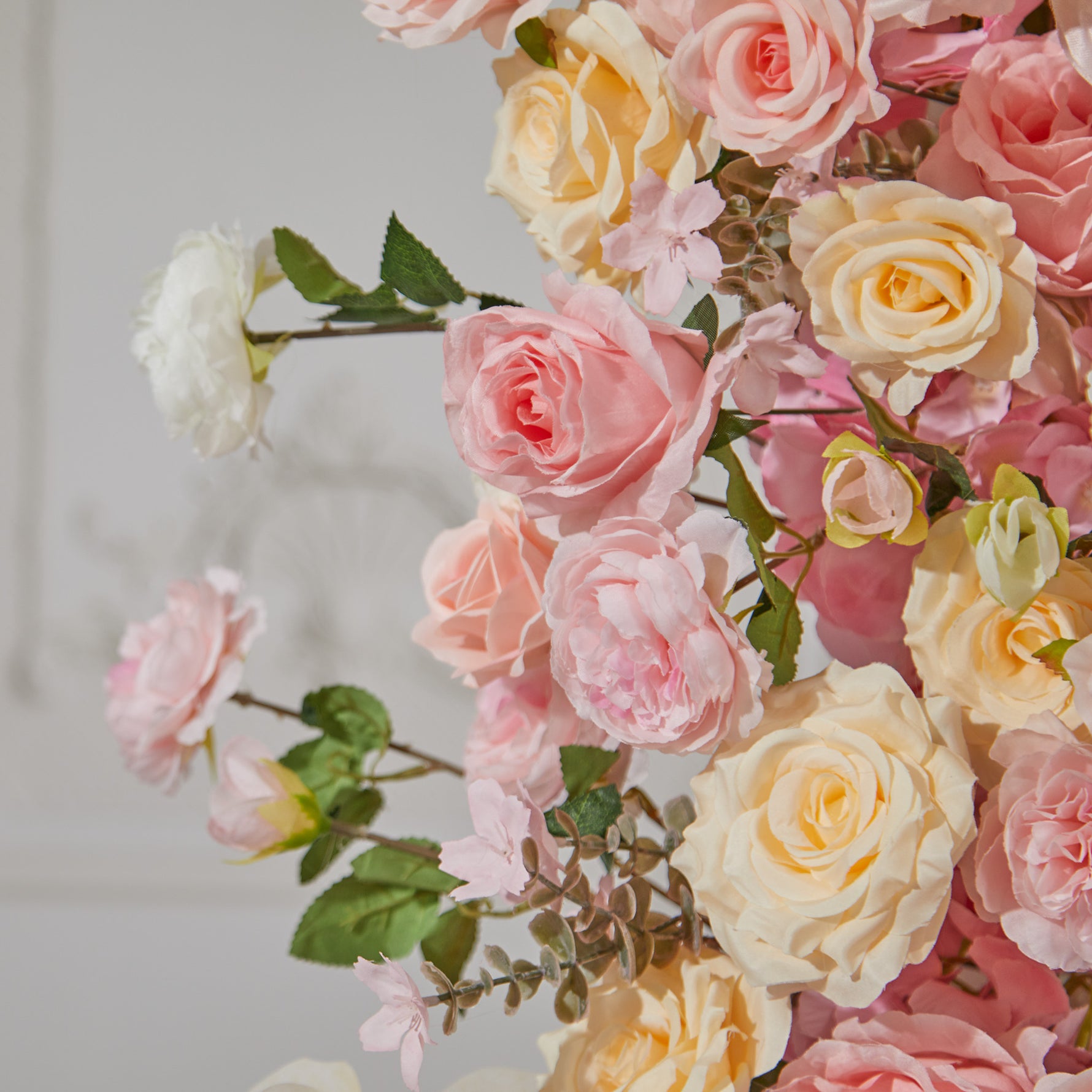 Aliflowers Pink Rose Flower Row Horn Arch Wedding Event Decor Props