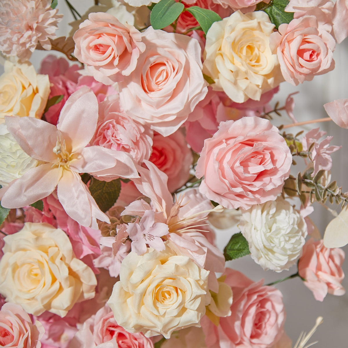 Aliflowers Pink Rose Flower Row Horn Arch Wedding Event Decor Props